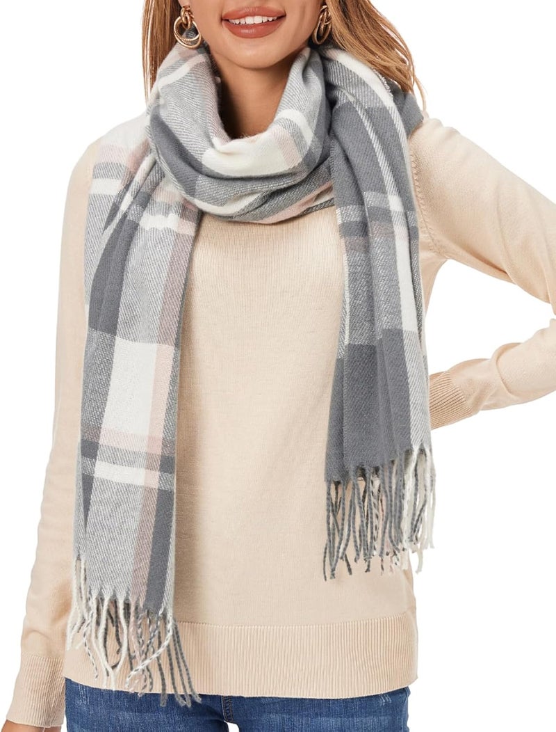 Fuinloth Women's Large Plaid Scarf Fashion Long Shawl Wrap for Winter Warm Lightweight - Image 1